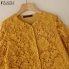 ZANZEA Womens Casual 3/4 Sleeve Lace Crochet Patchwork Loose Blouse