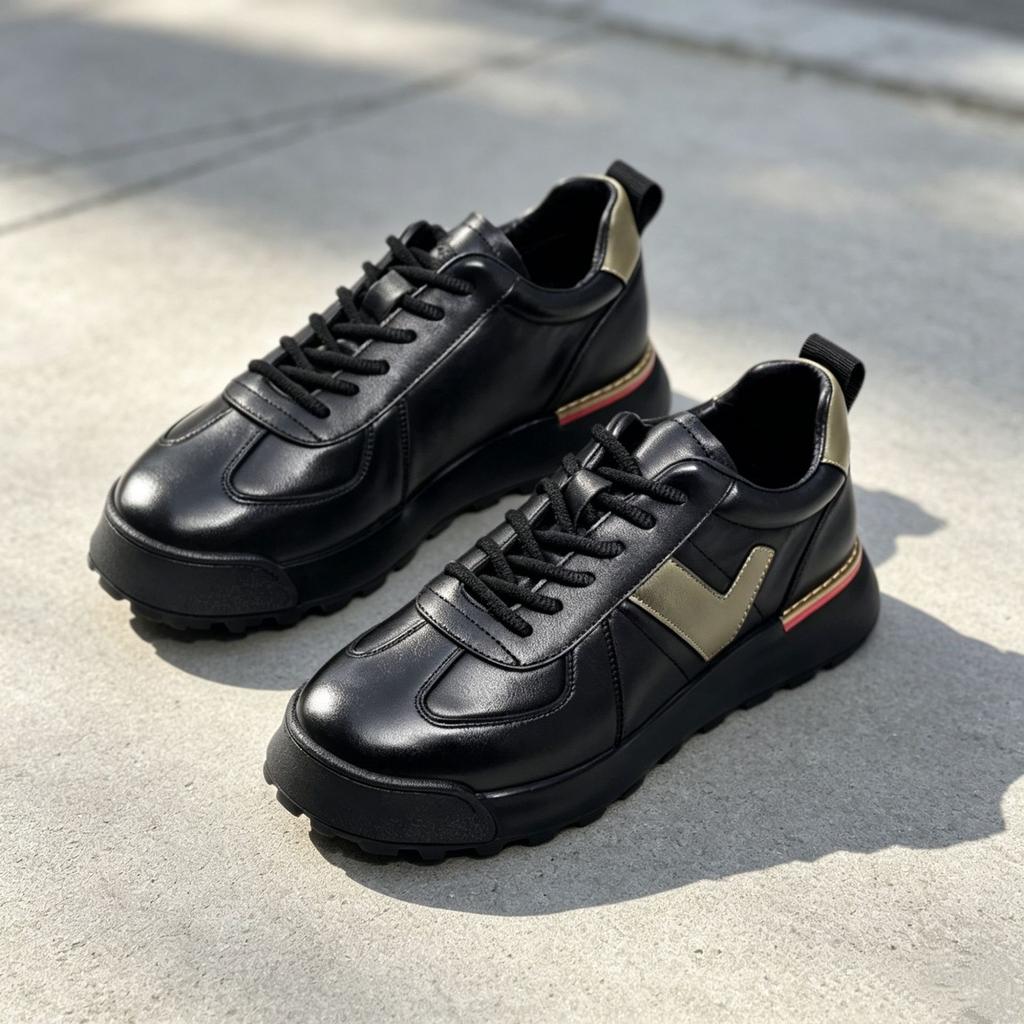 Men's shoes first-layer cowhide casual leather shoes thick-soled fashionable, lightweight, breathable sports Forrest Gump shoes low-top