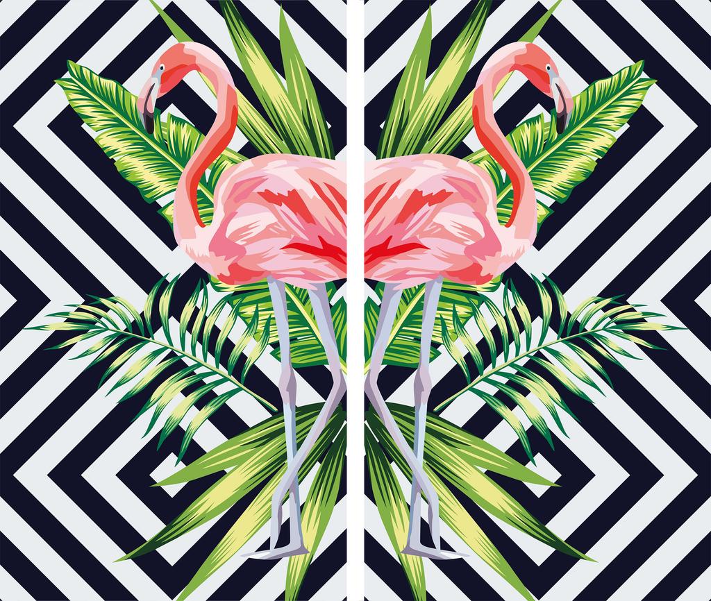 Glas-Schneidebrett 2x 30x52 Flamingos