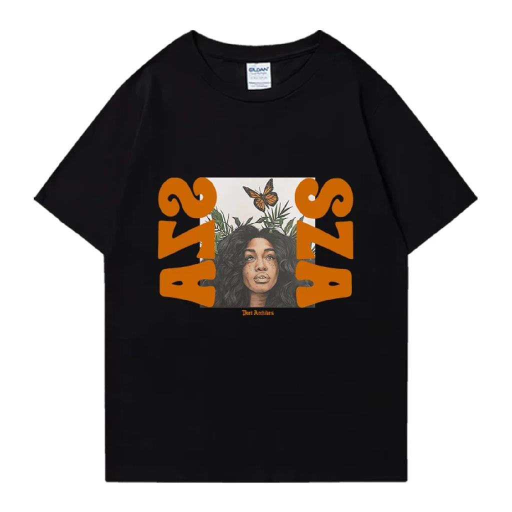 High Quality Sza Sos Singer Albums T-shirts New Men Women Summer Vintage 100% Cotton Tops Unisex Oversized Short Sleeve T Shirt