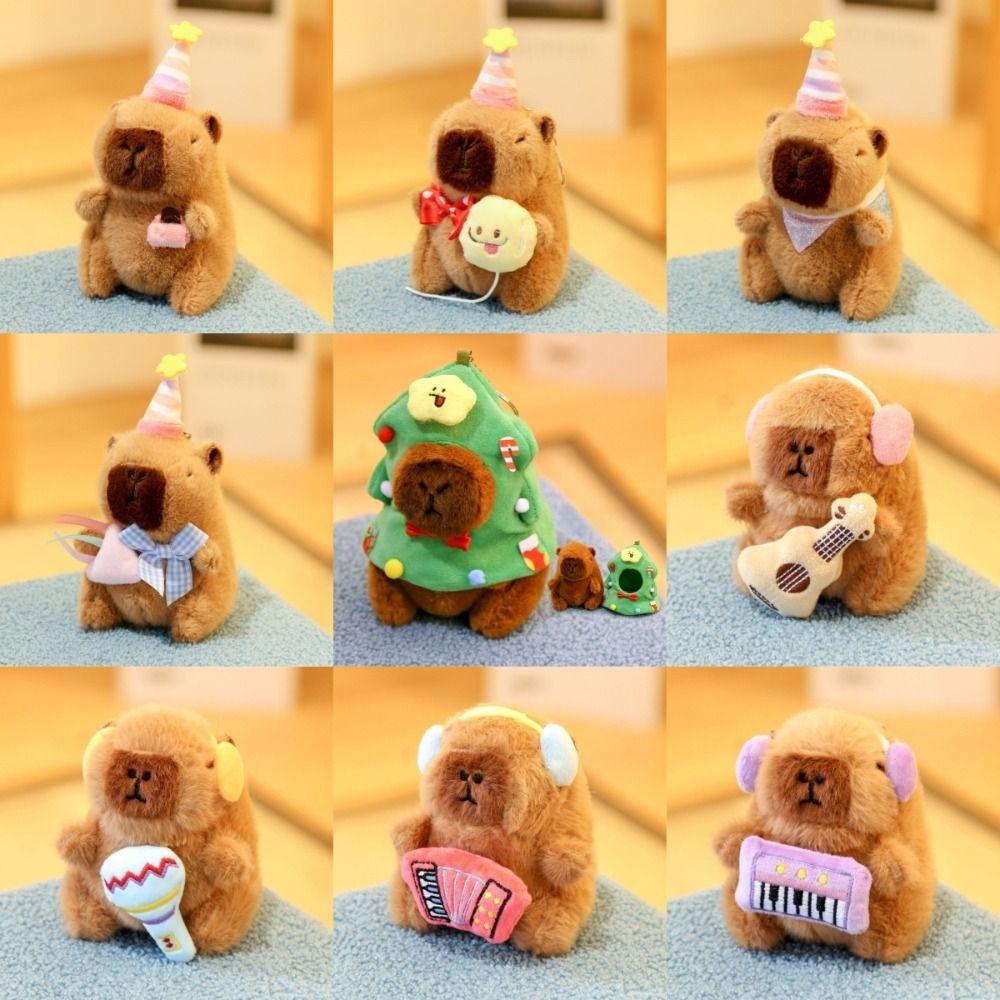 with Instruments Plush Doll Toy Capybara Anime Fluffy Toy Soft Stuffed Keychain Children's Gift