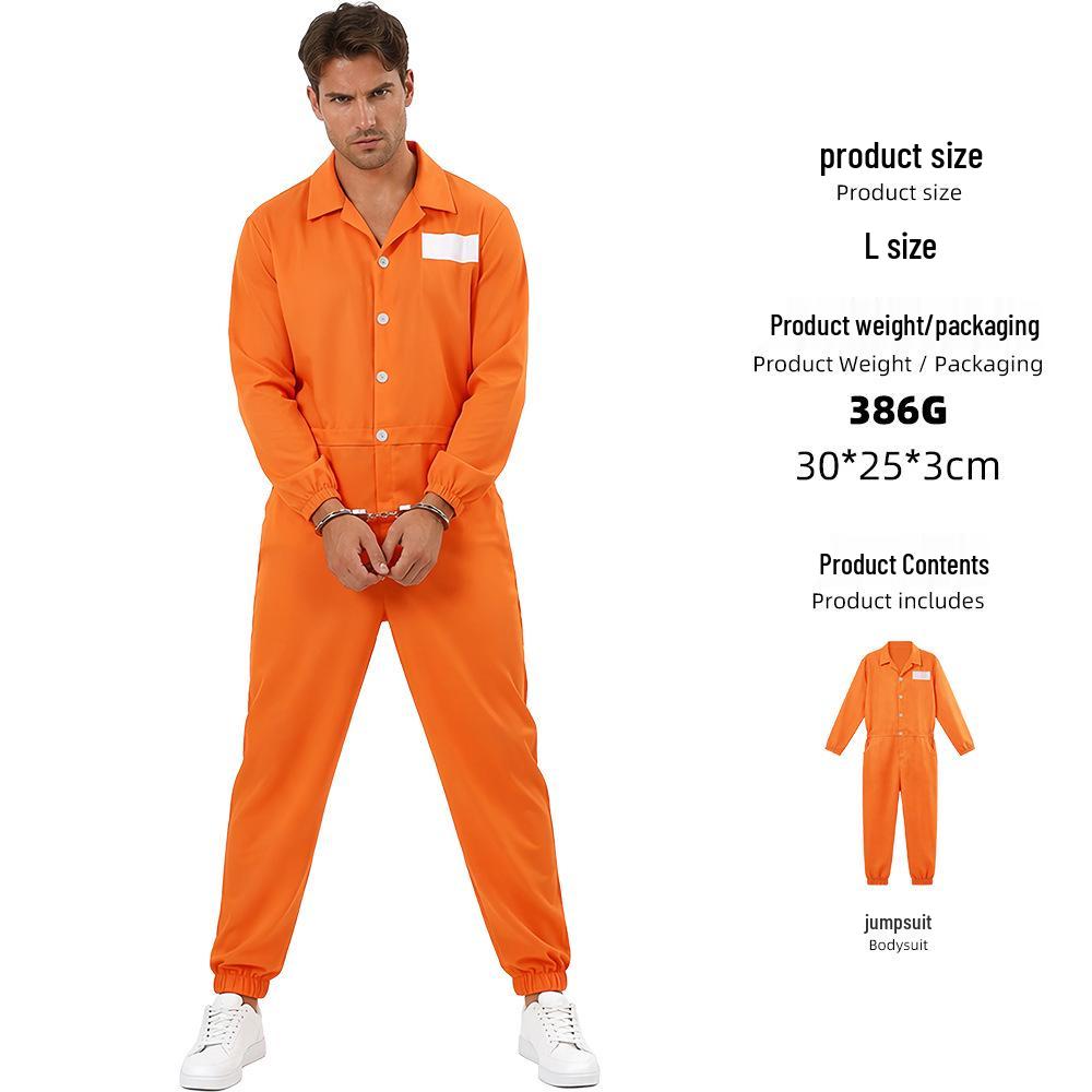 European-American Loose Orange Prisoner Jumpsuit for Halloween Cosplay