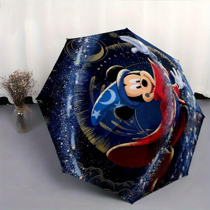 Mickey Mouse Fantasy Art Themed Automatic Opening and Closing Folding Umbrella, Reinforced 8 Ribs, Compact Travel Design, Fashionable Foldin