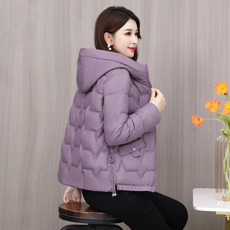 Hooded Down Padded Mom Padded Jacket Thin Padded Jacket Short Winter Coat
