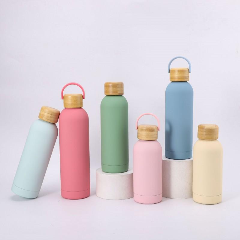 Stainless Steel Insulated Water Bottle With Handle 500ml Leakproof Portable Cup Outdoor Sports Travel Office