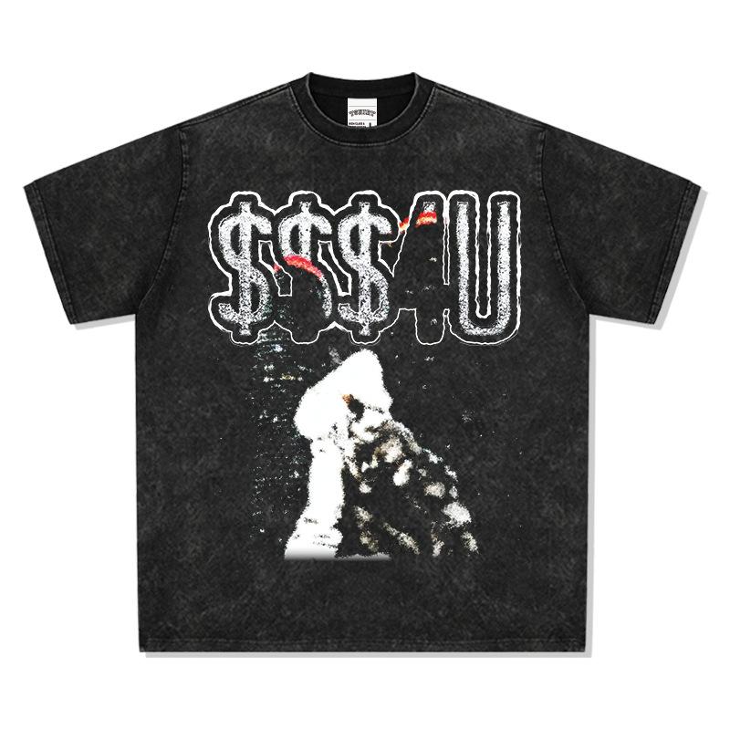 Hooded Sweater Long-Sleeved Versatile Crew Neck Ak Hip-Hop Print Short-Sleeved Drake Retro Heavy T-Shirt Edr S