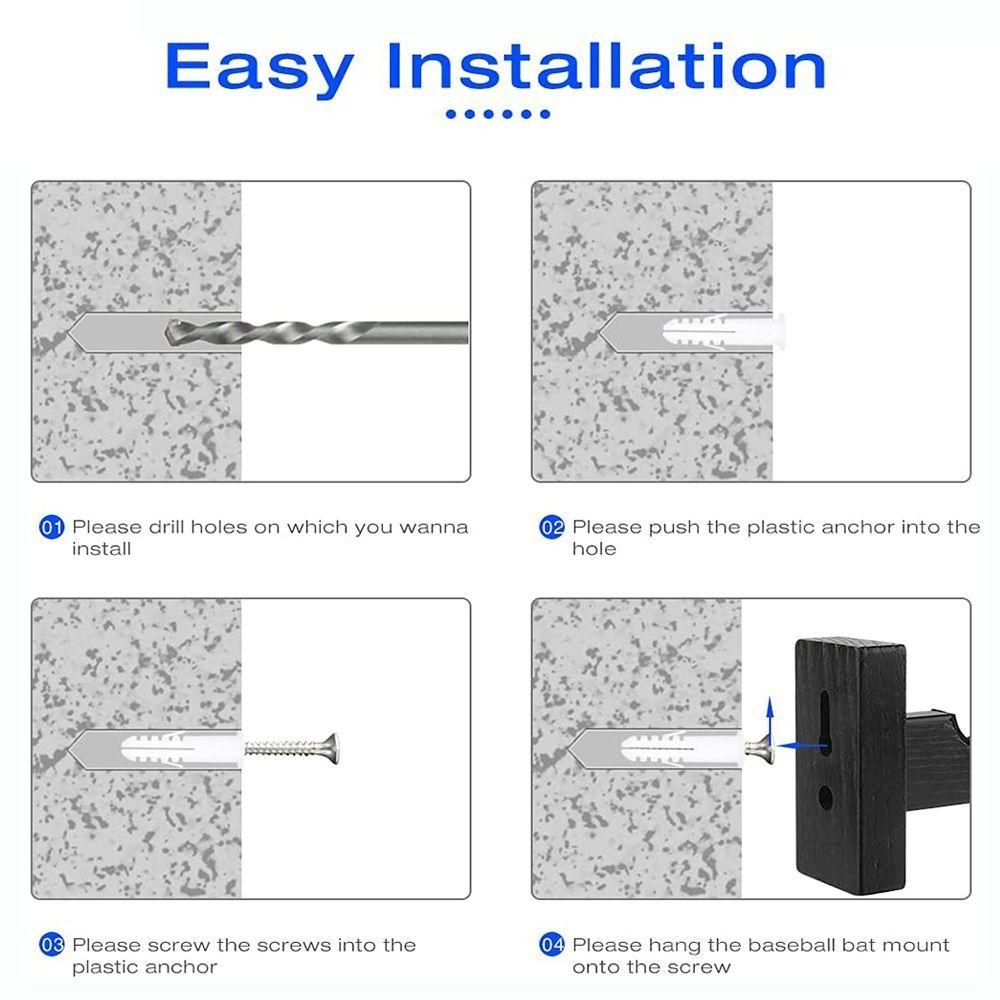 2Pcs Display Rack Bracket Hockey Stick Stand Softball Bat Wall Mount Hanger Baseball Bat Holder