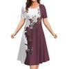 Elegantes Damen-Mode-Midikleid mit kurzen Ärmeln und 3D-Druck, Übergröße, Strandbekleidung