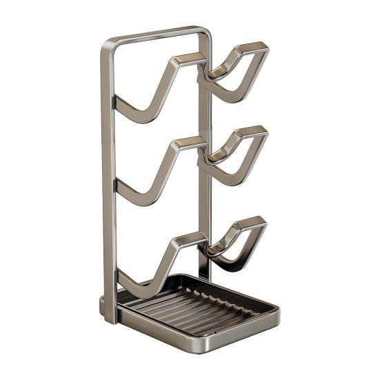 Yousheng Countertop Pot Lid Organizer Pan Lid Storage Rack with Removable Drip Tray And Spoon Rest Kitchen Counter Organizer While Cooking for Lids