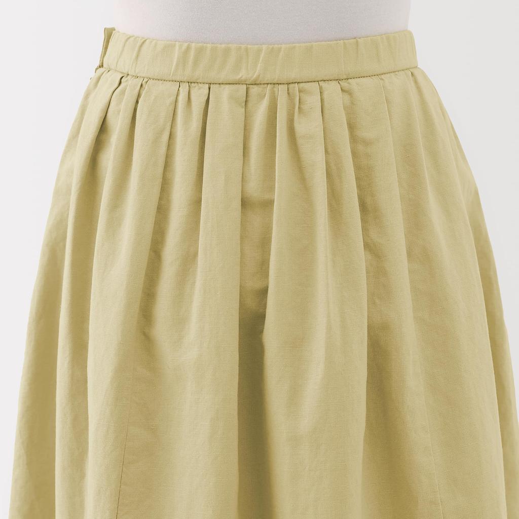 MUJI Women's Hemp Cotton Easy Long Skirt, BE1VBA5S, Yellow, Size M