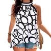 Damen Sommer Geometrische Neckholder Ärmelloses Rundhals T-Shirt Top