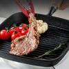 Gusseisen 7,4/9,1/9,25 Zoll Grillpfanne mit Ausgießer Quadratische Bratpfanne mit Holzgriff Grillplatte für Indoor- & Outdoor-Grillen