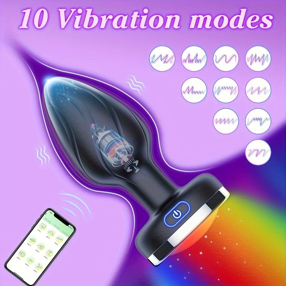 Soft Anal Vibrator Butt Plug with Colourful Light Base Male Prostate Massager Vagina Stimulator Adults Sex Toys Men Mastubation