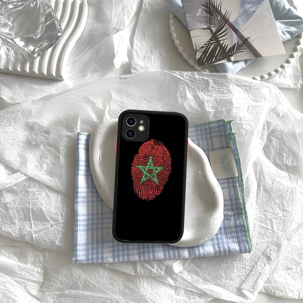 Morocco Map Flag Matte Silicone Phone Cases For IPhone 16 13 15 12 11 Pro Max Plus For IPhone 14 15 Pro