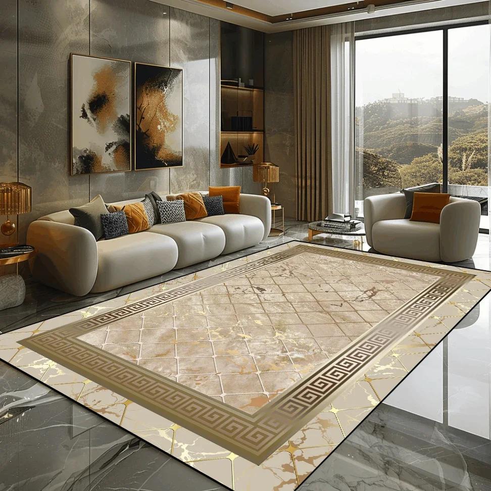 Złoty Marmur Dywan Luksusowa Dekoracja Sypialni Dywany Wielkopowierzchniowe Dywaniki Boczne do Sofy do Salonu Miękka Antypoślizgowa Mata Podłogowa do Salonu