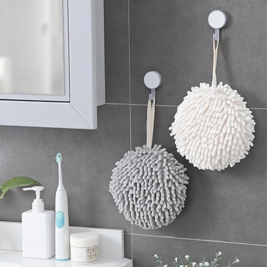 Chenille Hand Towel with Hanging Strap Highly Water Absorbent Soft Superfine Fiber Thickened Reusable Kitchen Bathroom Cleaning Wipe Towel