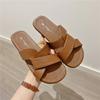 2025 new summer soft-soled one-word cool slippers women's fashion Korean version of versatile flat-bottomed beach shoes women's shoes