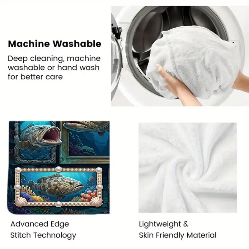 Underwater Fish Gallery 2D Flat Pattern Flannel Blanket, High Quality All Seasons, Home Decor, Warmth and Comfort, Perfect for Christmas Gifts.