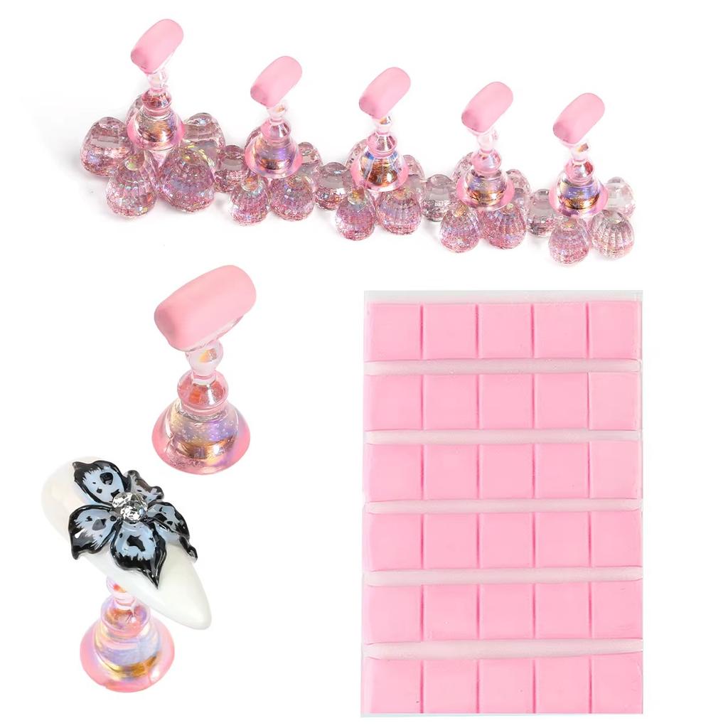 5/30pcs/Set Magnetic Nail Holder False Nail Tip Practice Stand Crystal Base Holder Nail Art Display For Art Salon DIY & Practice