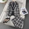Zihong Women's Green Plaid Blazer: New 2024 Slim-Fit for Autumn/Winter