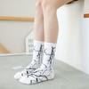 Harajuku Hip-Hop Street Sports Skate Socks Tie Dye Lightning Designer Happy White Socks Women