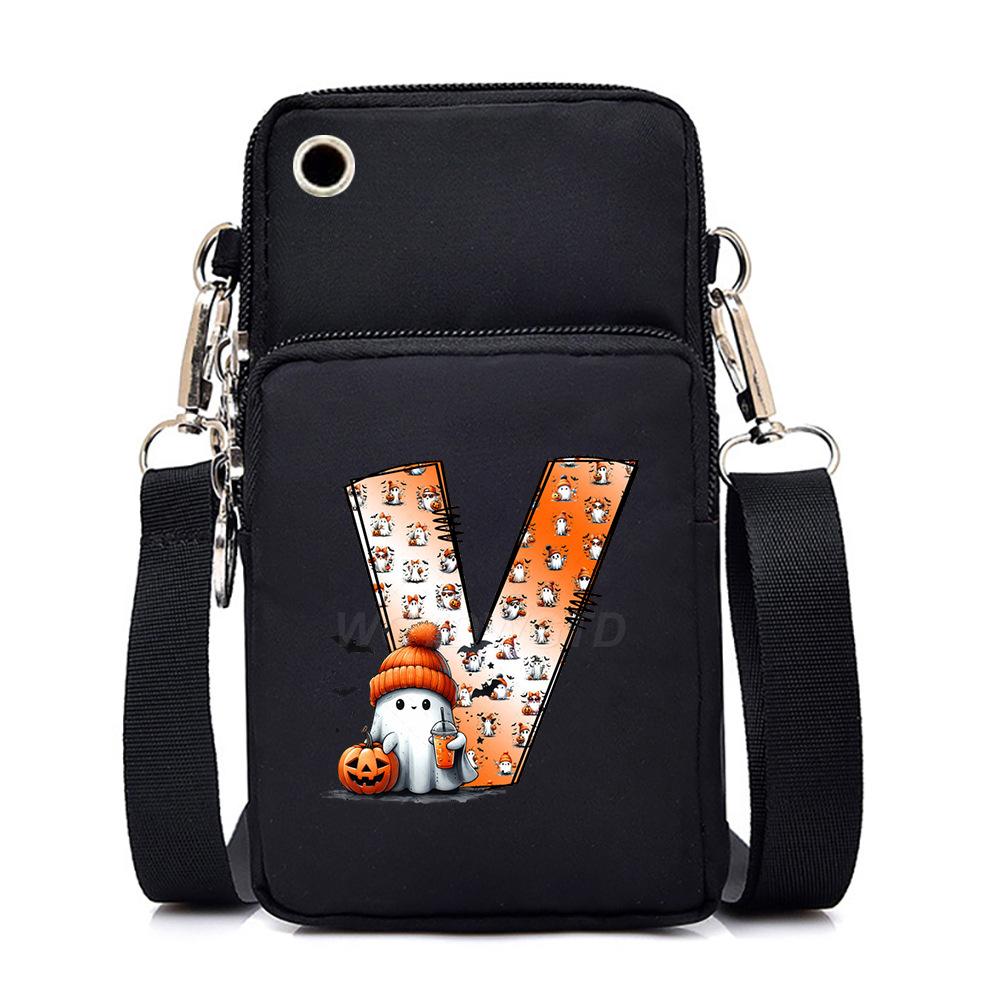 Halloween letter printing trend mobile phone bag vertical square black messenger bag change bag