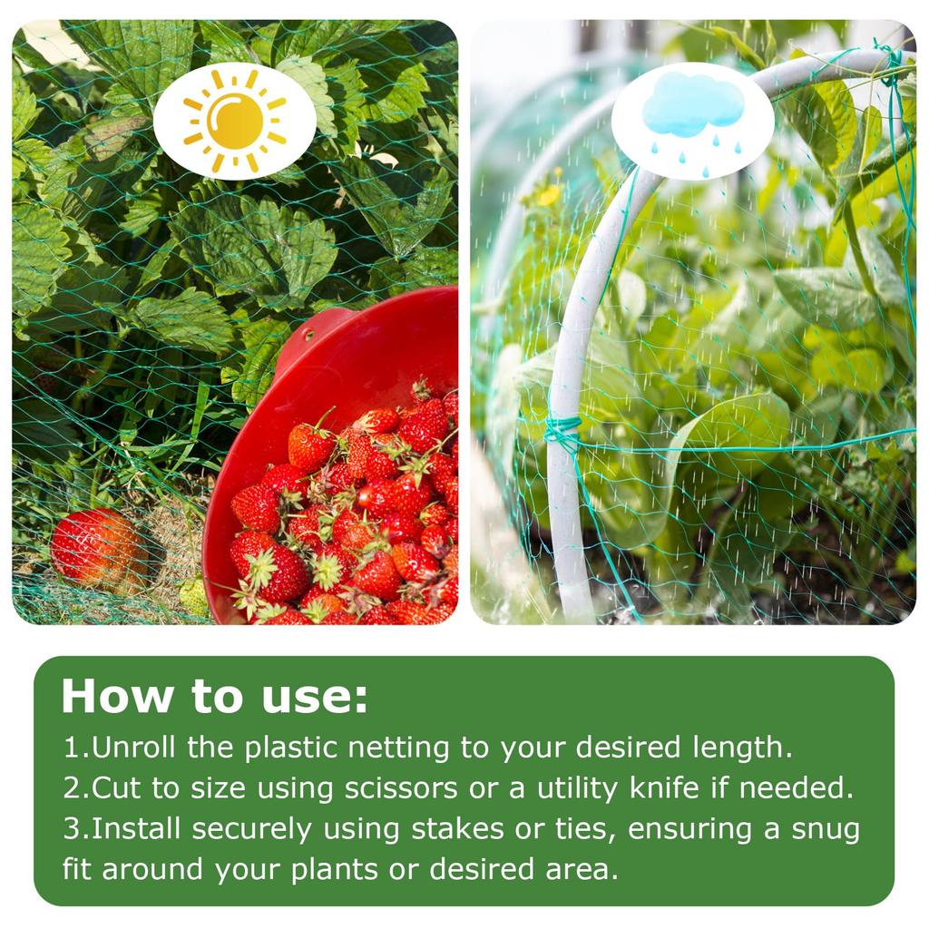 Bird Netting Protect Vegetable Plants and Fruit Trees,Plastic Trellis Netting for Birds, Deer,Squirrels and Other Animals