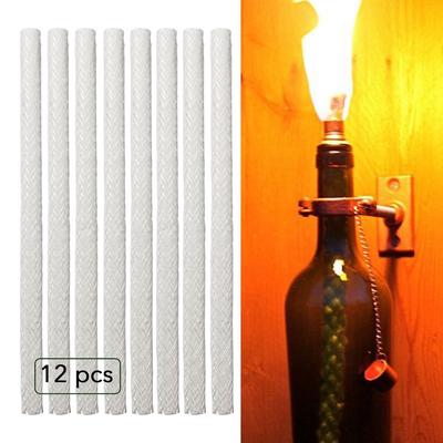 12 adet Yedek Fiberglas Tiki Fitili Şarap Şişesi Tiki Meşaleleri, Veranda Aydınlatması, Bahçe Işığı için