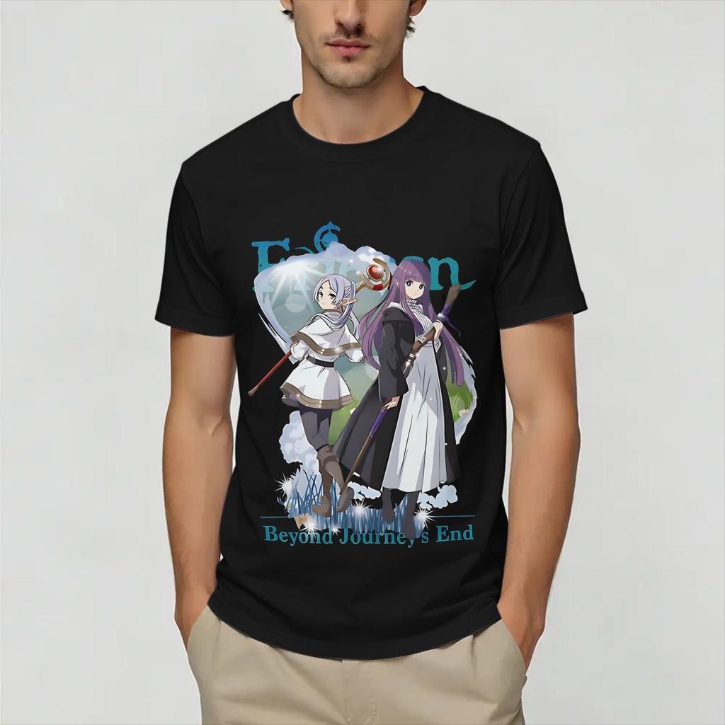 Frieren Beyonds T Shirt for Unisex Cotton Funny TShirts Round Neck Tee Shirt Short Sleeve Tops Summer
