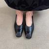 Sheepskin Version~ Small Square Head Minimalist Flat Shoes, One Pedal, Shallow Mouth Temperament Single Shoes, Women's Commuting Small Leather Shoes