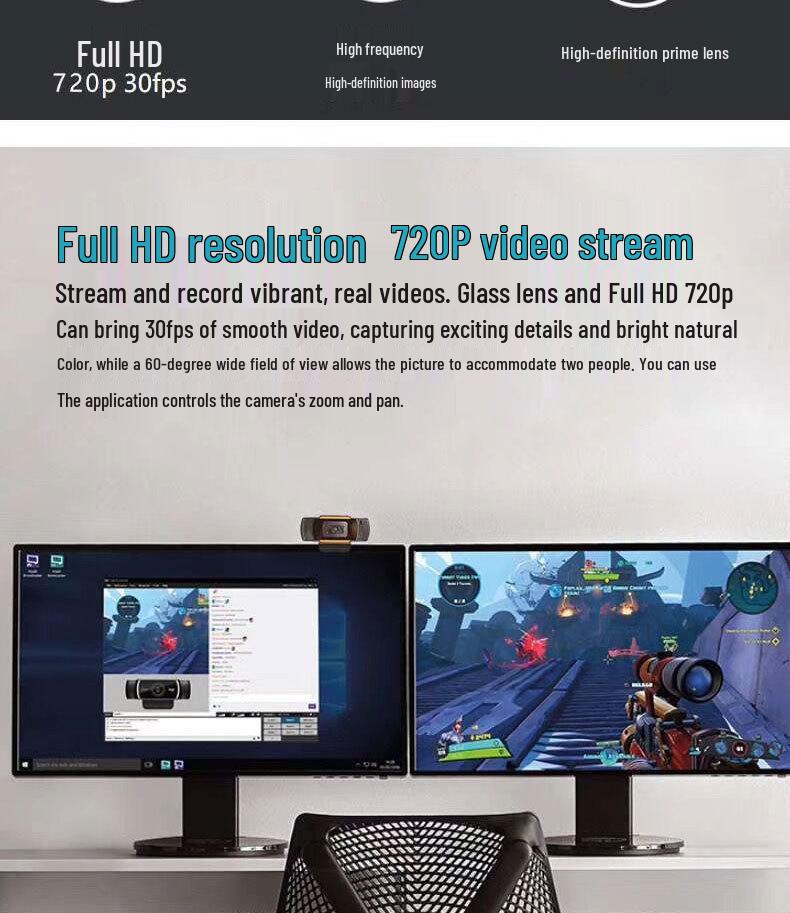 1080P HD USB Webcam with Built-in Microphone for Network Conferencing - Plug and Play