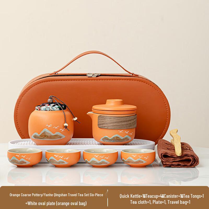 

Chinese Tea Set with Green Mountain Bird Design