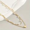 2 Elegant Vintage Style Imitation Pearl Heart Pendant Layered Necklaces - Suitable for Daily Wear, Best Gift for Friends and Best Friend