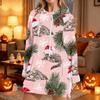 Women's Christmas Print Long Sleeve Hooded Sweatshirt with Festive Holiday Design