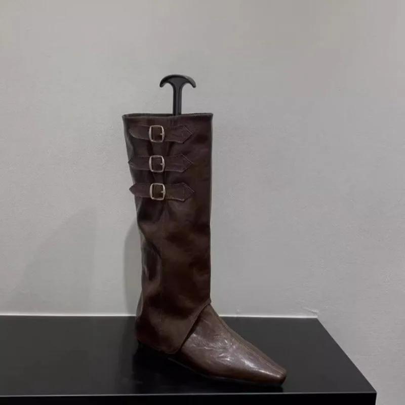 

Ботинки Combat Boots Platform Shoes Zip Chuny Heel Buckle Vintage Fashion Casual Luxury Designer Western Mid Calf Boots Shoes Woman 40 хаки