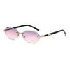 Popular Fashion Women Men Shades Oval Sun Glasses For Female Male Summer Traveling UV400 Rimless Sunglasses