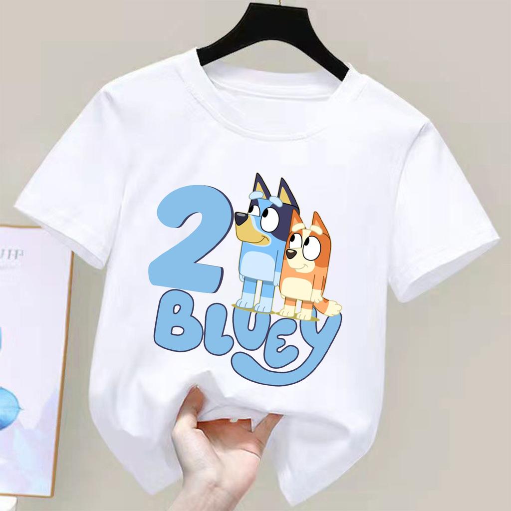T-shirt for Children Birthday Figure Tee Top Cartoon Clothes Fashion White Short Sleeve Kids Anime Loose Clothing Gift