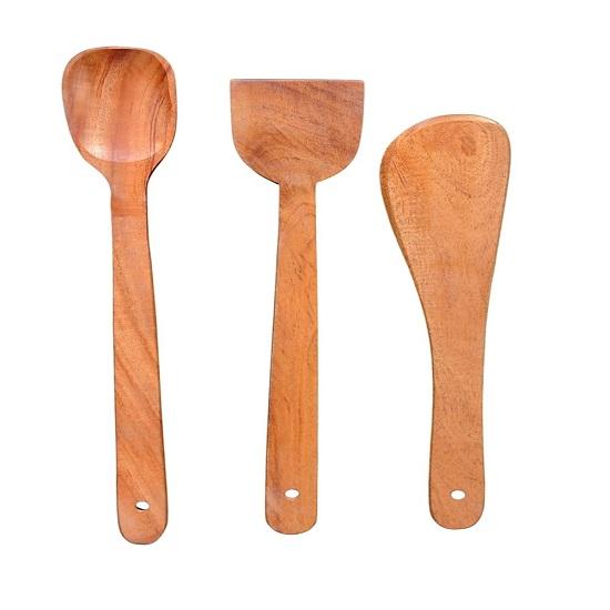 

Pure Neem Wood Spatula Set for Cooking Dosa Spatula Set Wooden Spatula for Naturally Antimicrobial and Non Stick Neem Flip Serve Set of 3
