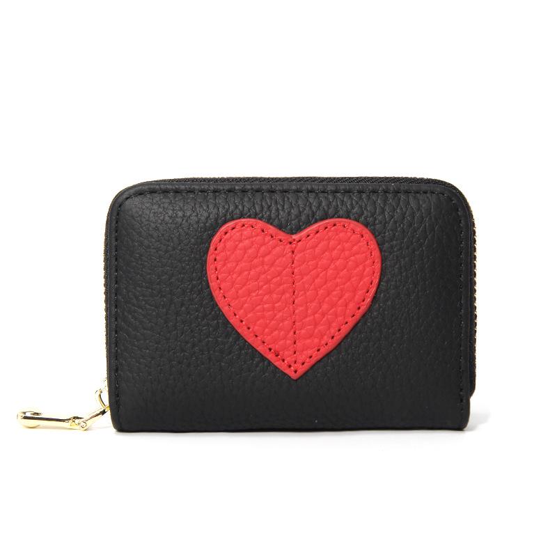 Top Grain Cowhide Heart Wallet with Multi-Card Slots and Large Capacity - Genuine Leather Accordion Card Holder