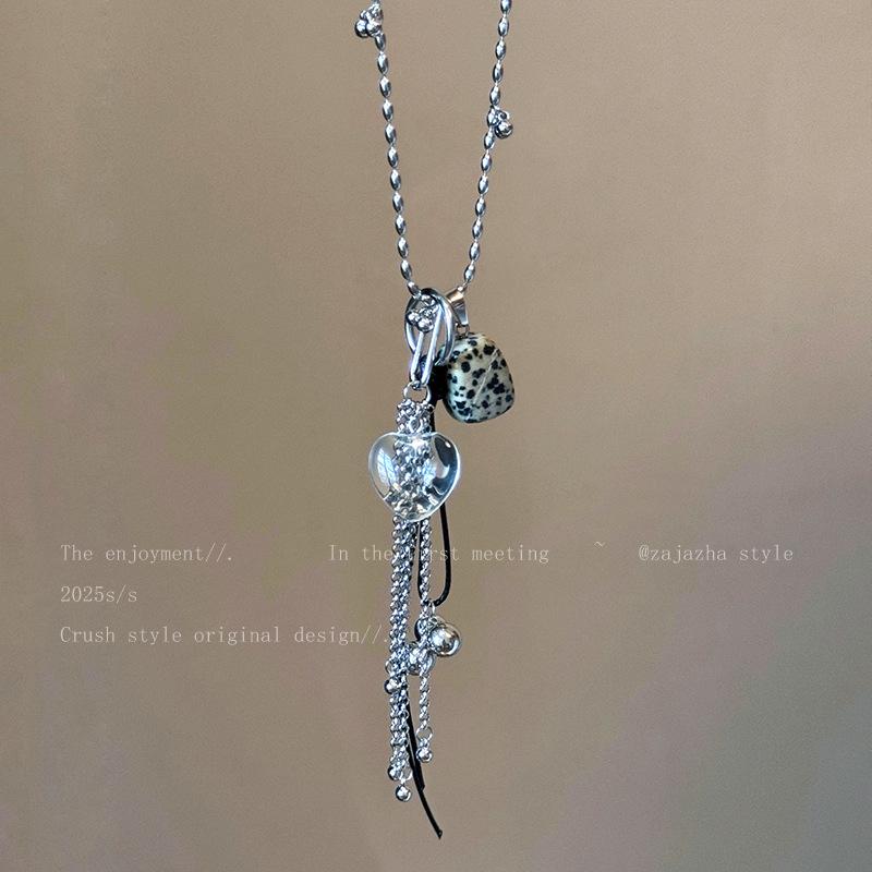 Multi-element Necklace - Women's Fall/winter Heart-shaped Grape Pendant Long Cardigan Chain Accessory