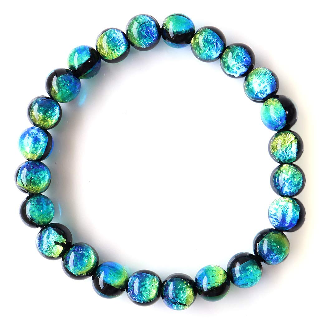 

[GOLD STONE] Glowing Kerama Marine Firefly Glass Bracelet 8mm Okinawa Kerama Islands Inner Diameter Approx. 15.5cm