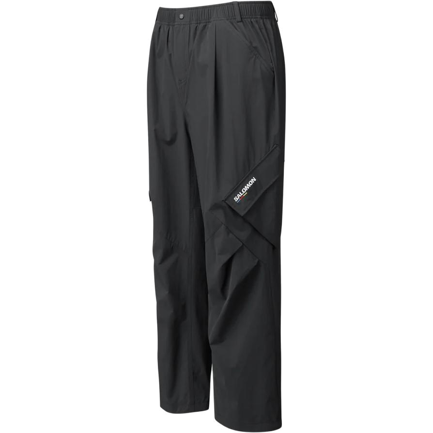 SALOMON Solid Color Straight Leg Mid Rise Elastic Work Pants Men Bottoms Black C28065