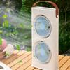 Stolní ventilátor s dvojitou hlavou a LED nočním světlem, Dobíjecí malý cirkulační ventilátor, Přenosný stolní ventilátor pro domácí kancelář, cestování