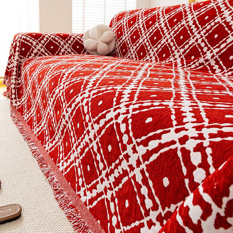 Chenier red sofa cover universal decoration festive a whole non-slip sofa towel blanket 180x130cm