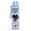 1PC Multi Style Heart Collection 750ml Color Plastic Sports Water Bottle Leakproof Flip Straw Lid Suitable for Sports Office Home Use