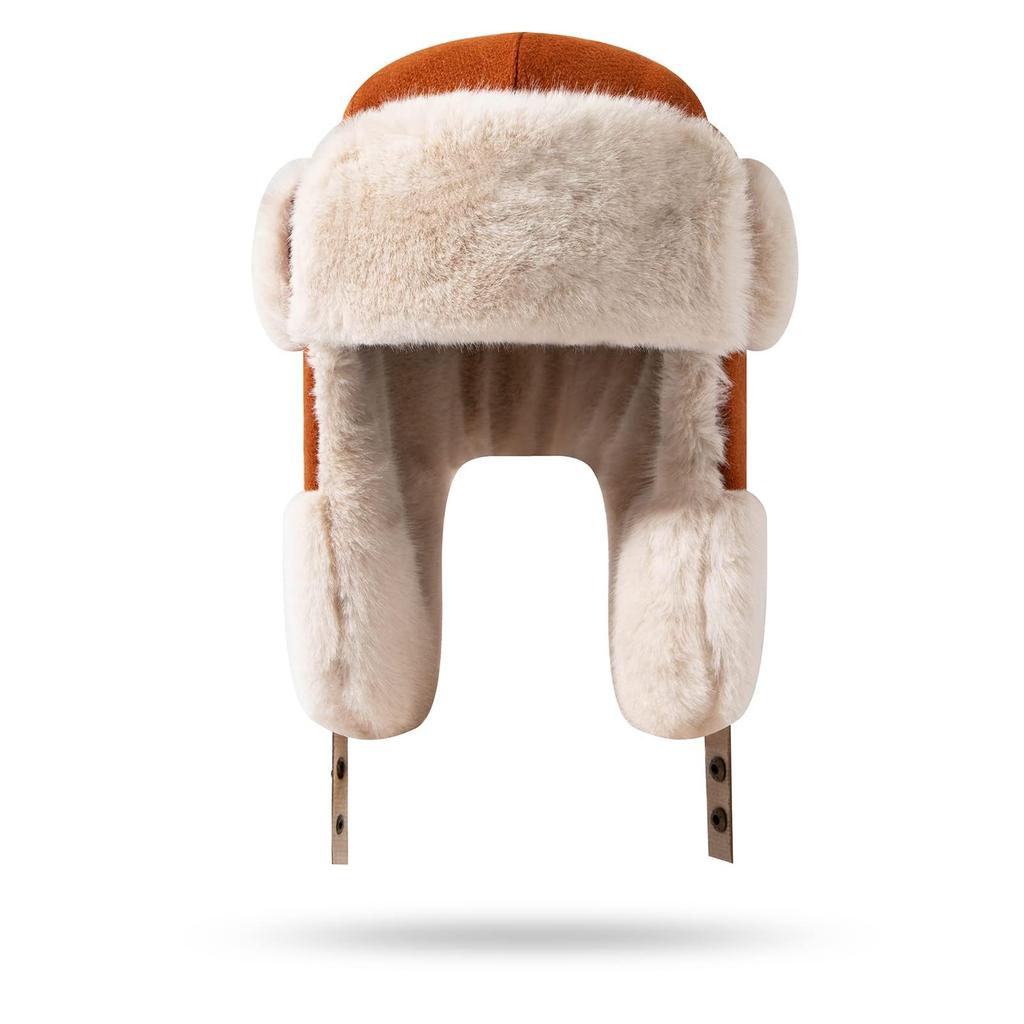 Croogo Pilot Cap with Ear Perfect for Flight Perfect for and Stylish Russian Style Boa Fleece Flight Cap Men's Flaps, Winter, Warm, Fleece-Lined Cap,