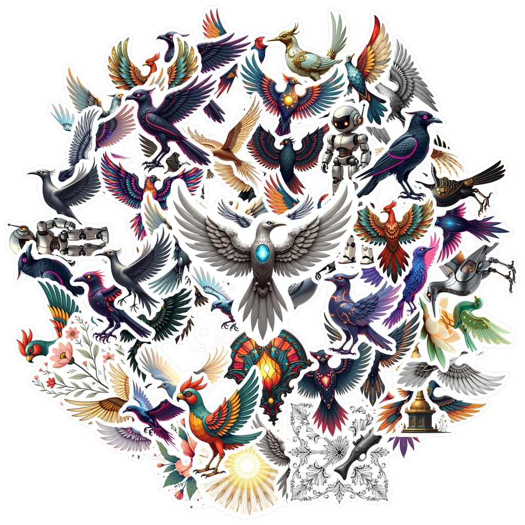 35pcs-100pcs Colorful Floral Stickers Stickers Vivid Robot Animal Stickers Teacher Reward Stickers For Fridge Car Sticker