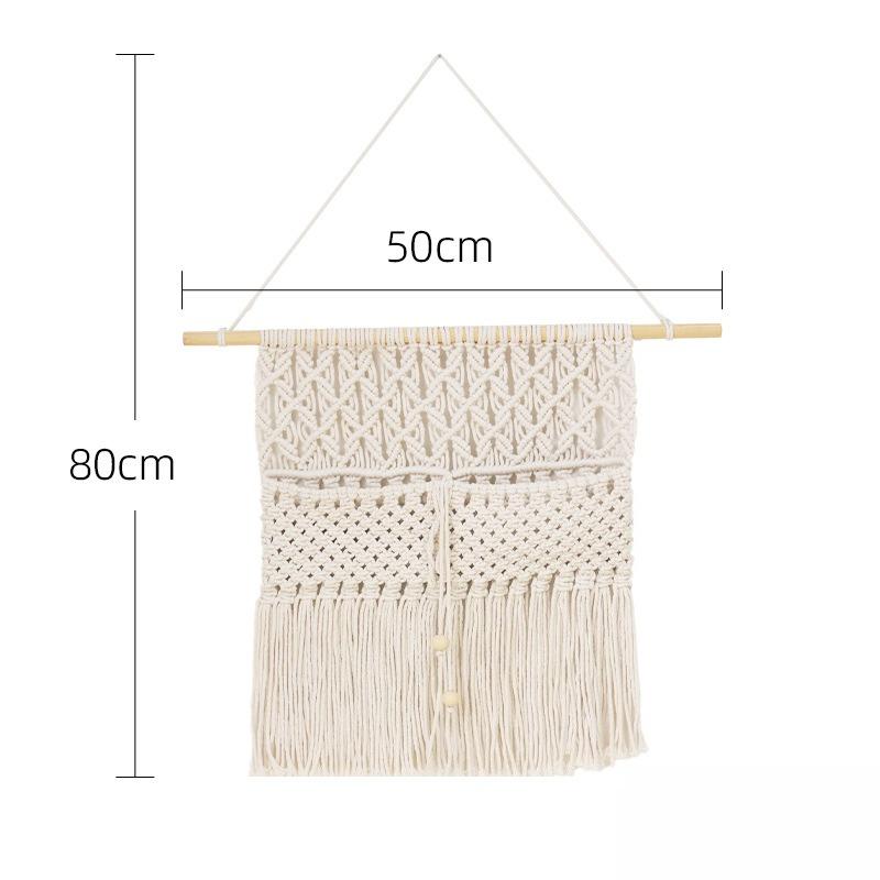 Storage Net Pocket Tapestry Wall Decor Bohemian Cotton Rope Woven Hanging Storage Net Bag Tapestry For Living Room