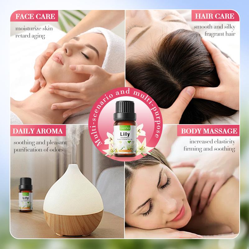 SADOER Aromatherapy Essential Oil Sakura Mint Vanilla Fragrance Massage Soothing Skin Care One Bottle Multi-Use Essential Oil