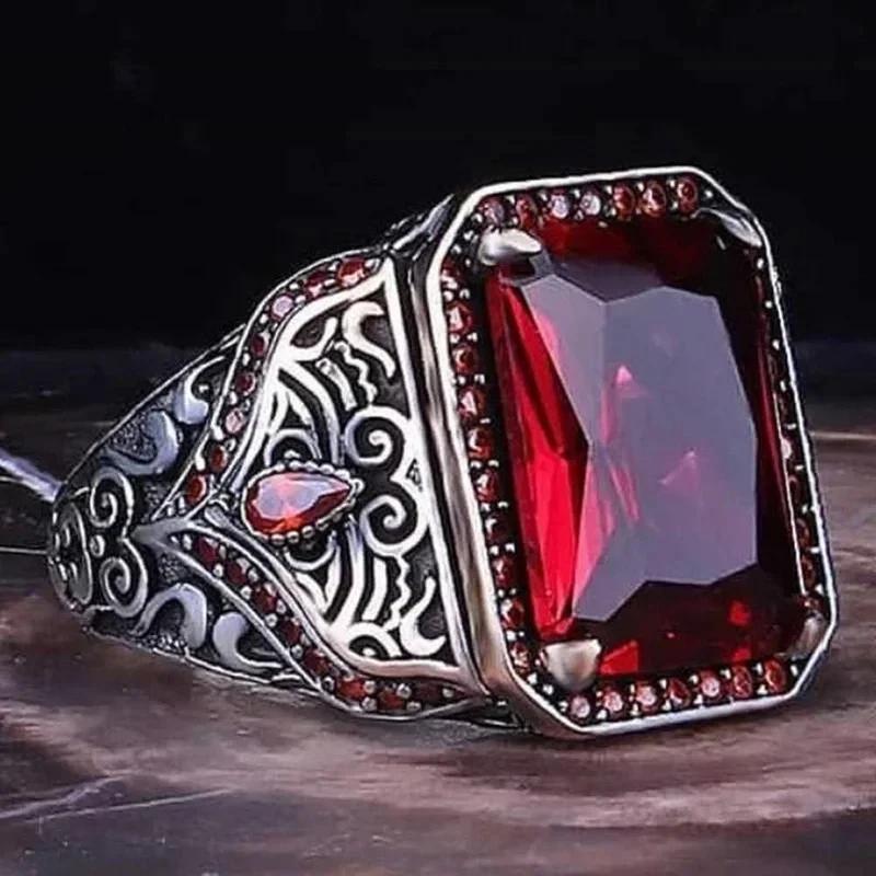 Fashion Luxury Red Geometry Crystal Ring For Women Elegant Engagement Party Rings Anniversary Gifts Wedding Jewelry Accessories